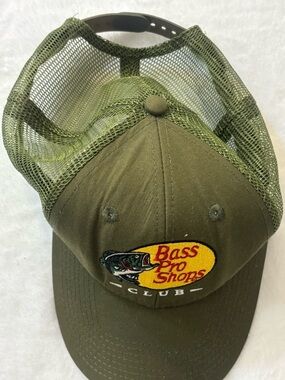 Bass Pro Shops Olive Green Mesh Baseball Cap with Embroidered Logo
